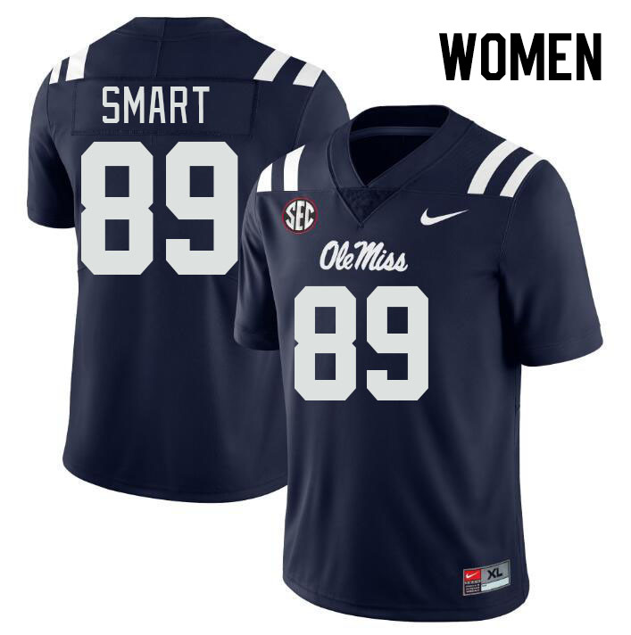 Women #89 Jordan Smart Ole Miss Rebels College Football Jerseys Stitched-Navy